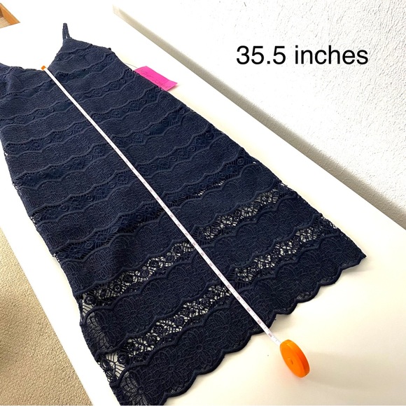 Betsey Johnson NWT Navy Sleeveless Midi Dress with Lace Crochet Overlay Size 0 - Picture 14 of 15
